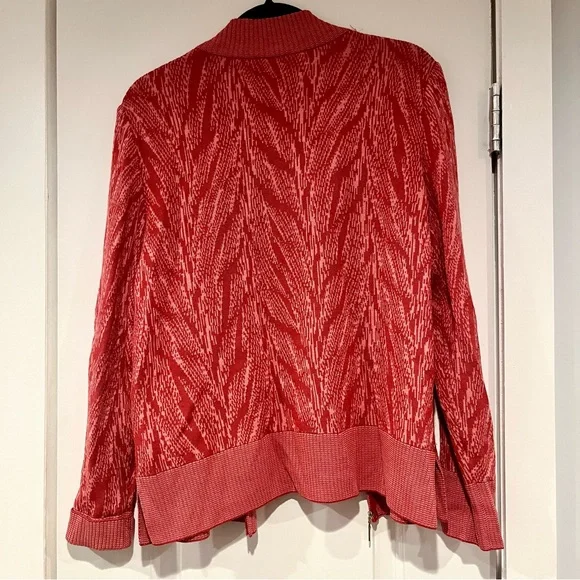 Vintage St. John Pink Red Knit Jacket Women's Size M Sweater Zip Luxury - Picture 6 of 6